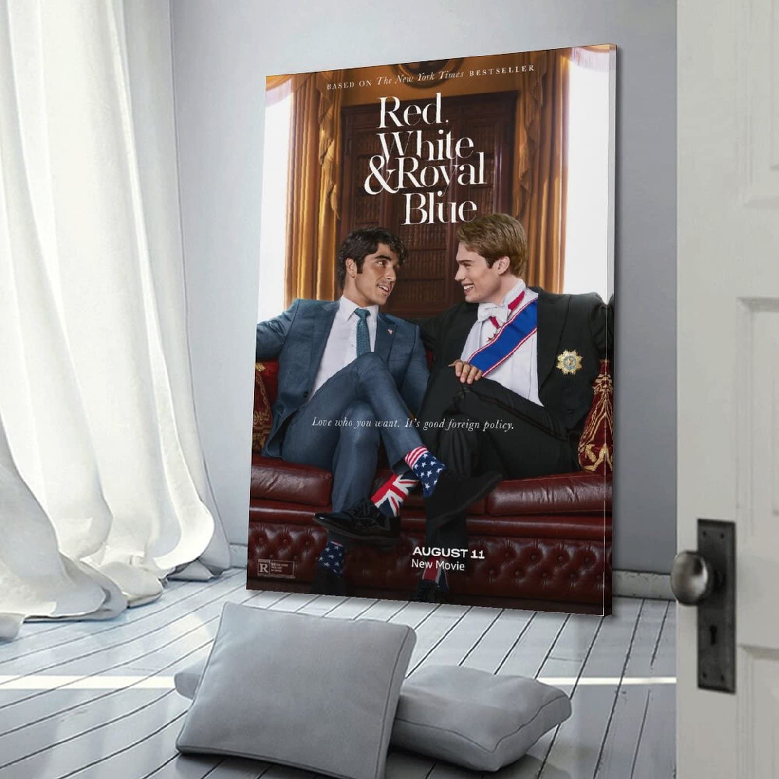 V BY N Vintage Red White Royal Blue Movie Poster Bedroom Decor